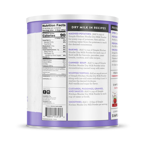 Instant Nonfat Dry Milk 3 Ct Case - 50 Serving Cans